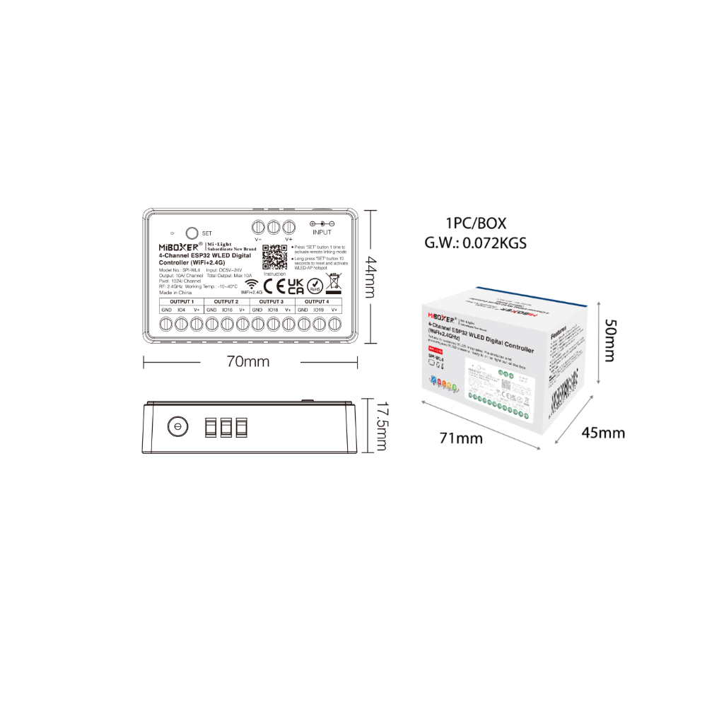 Ws2812B - Miboxer SPIW5-4 5in1 SPI LED-Controller WiFi+2.4GRF