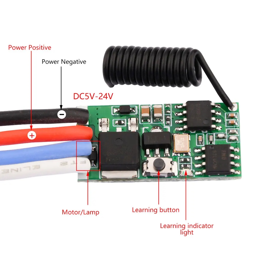 Joystick Module - DC 3,7V-24V 433MHz Mini Drahtloser RF-Fernbedienungsschalter-Empfängermodul