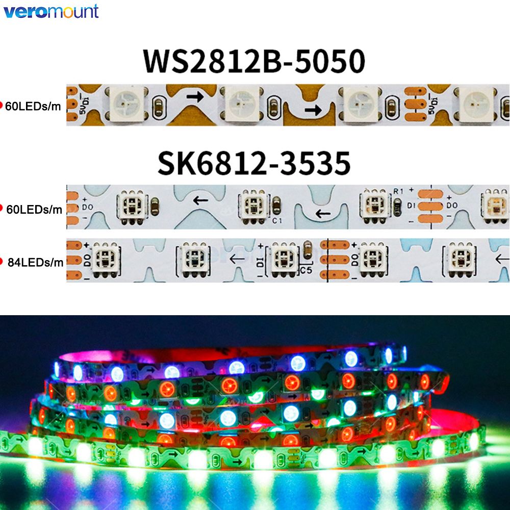 Ws2812B Strip 5V - 6 mm schmal mit PCB S-Form,