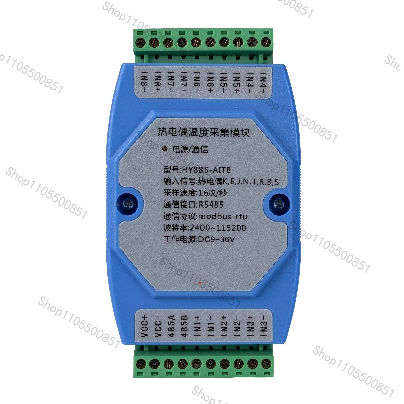 Thermocouple Module K Type - 8-Wege-K-Typ-Thermoelement, PT100-Wärmewiderstand zu RS485, industrielles Temperaturerfassungsmodul,