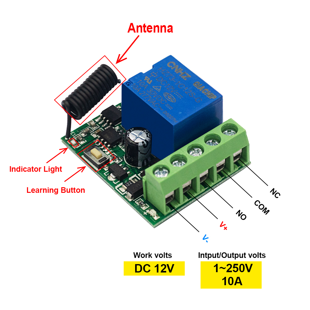 QIACHIP 433 MHz DC 12 V kabell – Relay Module 4 Channel Bewertung und Preis